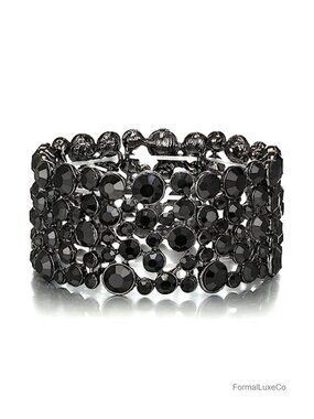 Crystal Art Deco Stretch Bracelet Wedding Bridal Vintage Jewelry